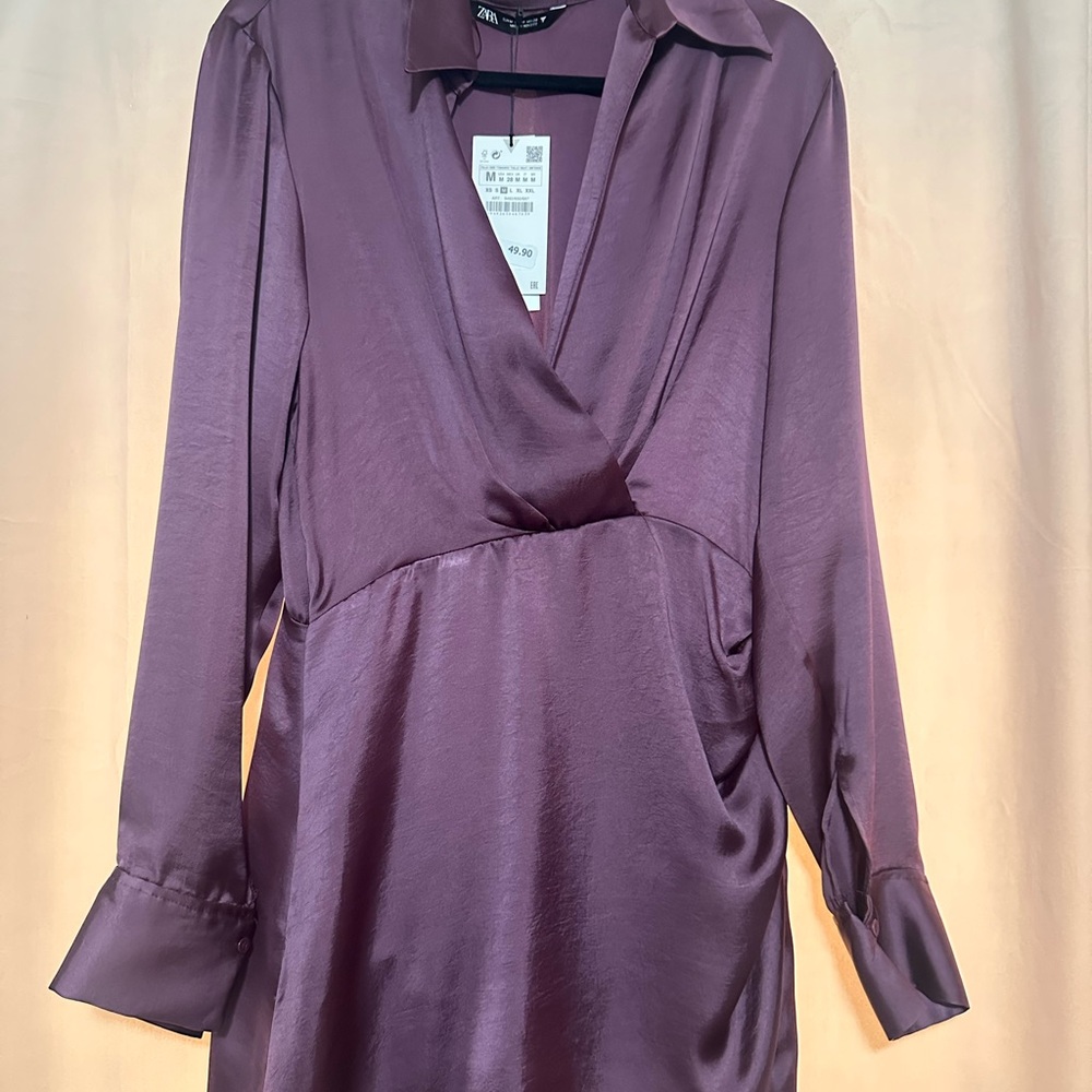 Zara Purple Satin Dress